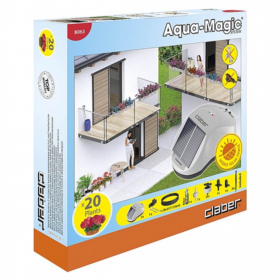 סט השקיה סולארי ללא ברז למרפסת קלבר Claber Aqua-Magic System