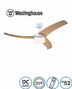 מאוורר תקרה 52" LONGWOOD CCT לונגווד WESTINGHOUSE לבן עם כנפיים דמוי עץ אלון מאוורר תקרה 52" LONGWOOD CCT לונגווד WESTINGHOUSE לבן עם כנפיים דמוי עץ אלון
