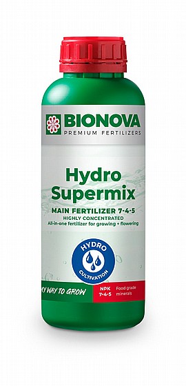 Engrais Hydroponique Hydro Supermix Bio Nova 5L - NPK 7-4-5, Mono-composant, Avec Oligo-éléments Chélatés - 10