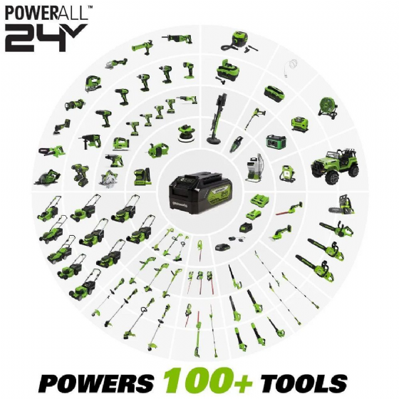 ����� ��� 36 �"� 48V (2X24V) �� 2 ������ 2Ah + ���� Dual Port 2Ah ���� ����� Greenworks