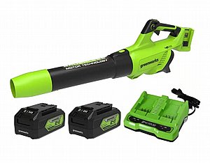 מפוח עלים 48V (2X24V) Brushless עם שתי סוללות 5.0Ah + שקע USB מטען מהיר Dual Port (4A) 48V מפוח עלים 48V (2X24V) Brushless עם שתי סוללות 5.0Ah + שקע USB מטען מהיר Dual Port (4A) 48V