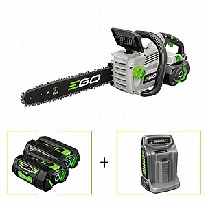 מסור שרשרת נטען "18 (46 ס"מ) 56V Brushless + שתי סוללות 2.5Ah + מטען מהיר EGO מסור שרשרת נטען "18 (46 ס"מ) 56V Brushless + שתי סוללות 2.5Ah + מטען מהיר EGO