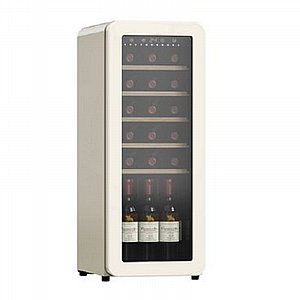 מקרר יין רטרו לבן 21 בק, מדחס, מדפי עץ נשלפים, תצוגה דיגיטלית. מקרר יין רטרו לבן 21 בק, מדחס, מדפי עץ נשלפים, תצוגה דיגיטלית.